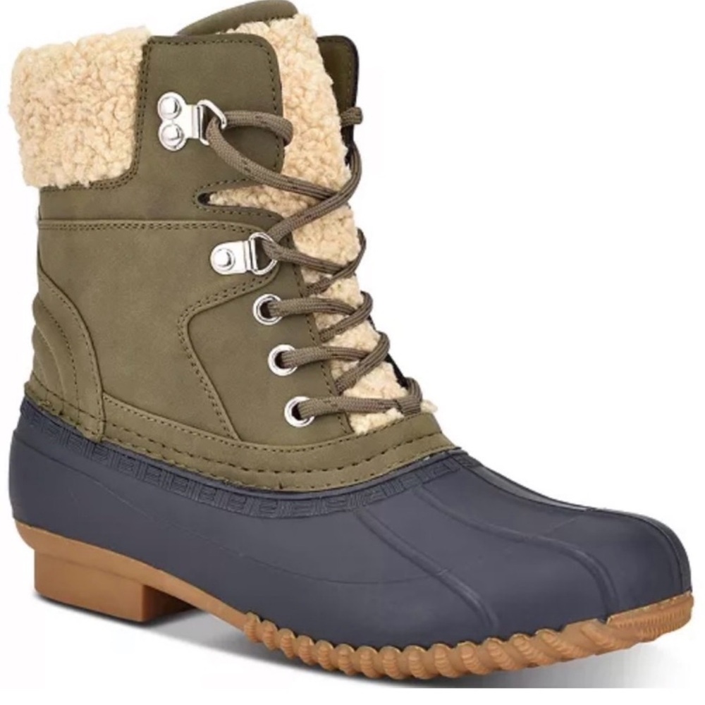 TOMMY HILFIGER Rainah faux fur warm insulated Duck winter rain Booties Sz 8M